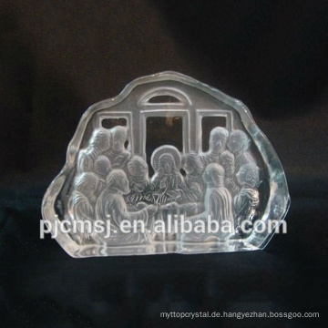 2015 heißer Verkauf 3D Laser graviert Kristall Eisberg für Religion Jesus Glas Skulptur